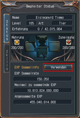 Begleiter Status Fenster