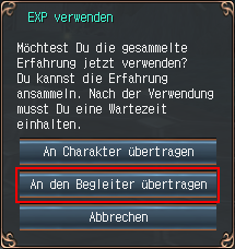 An den Begleiter EXP Übertragen