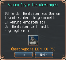 Begleiter EXP Übertragen